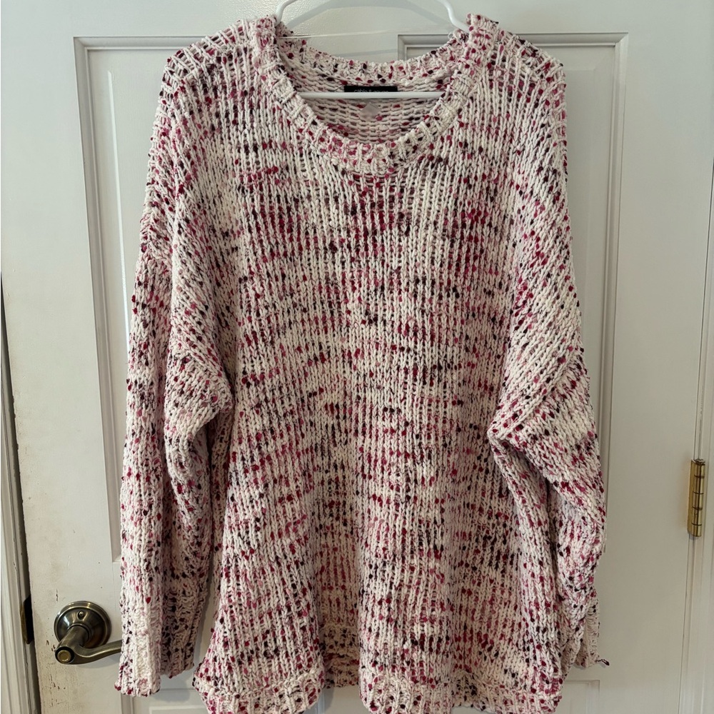 Pink Multicolor Knit Sweater-Plus size
